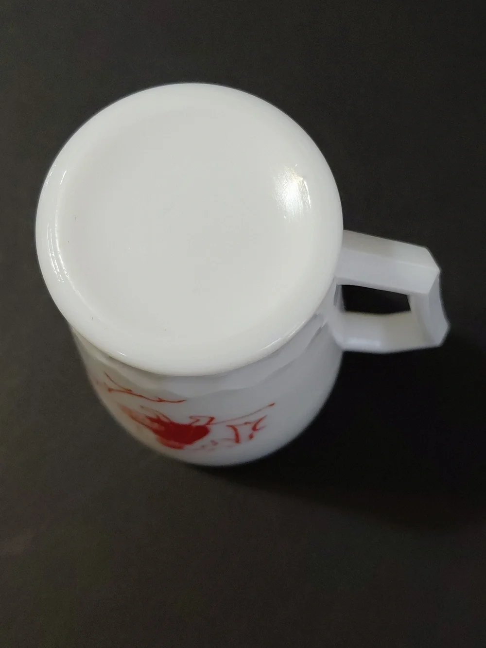 Vintage Hazel-Atlas Little Red Riding Hood White with Red Accents Milk Glass Mug